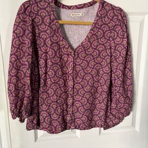 Marine Layer Pink and Purple Swirl Blouse